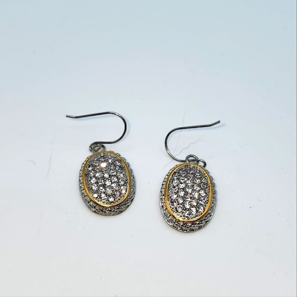 Emma Skye Designs Light Skye 2-Tone Crystal Drop Earrings NWOT